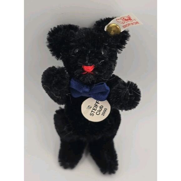 Steiff Club Gift Teddy Bear Black Mini 2000 Jointed Mohair COA & Box U315/8 - Picture 11 of 12